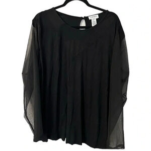 Carmen Marc Valvo Women's Black Lace/Sheer Arms and Chest Details Size 2X GUC